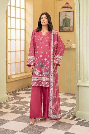 Candy Pink 3 Piece Unstitched Premium Printed Lawn