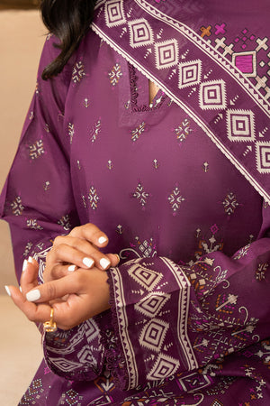 Dark Raspberry 3 Piece Unstitched Premium Printed Lawn