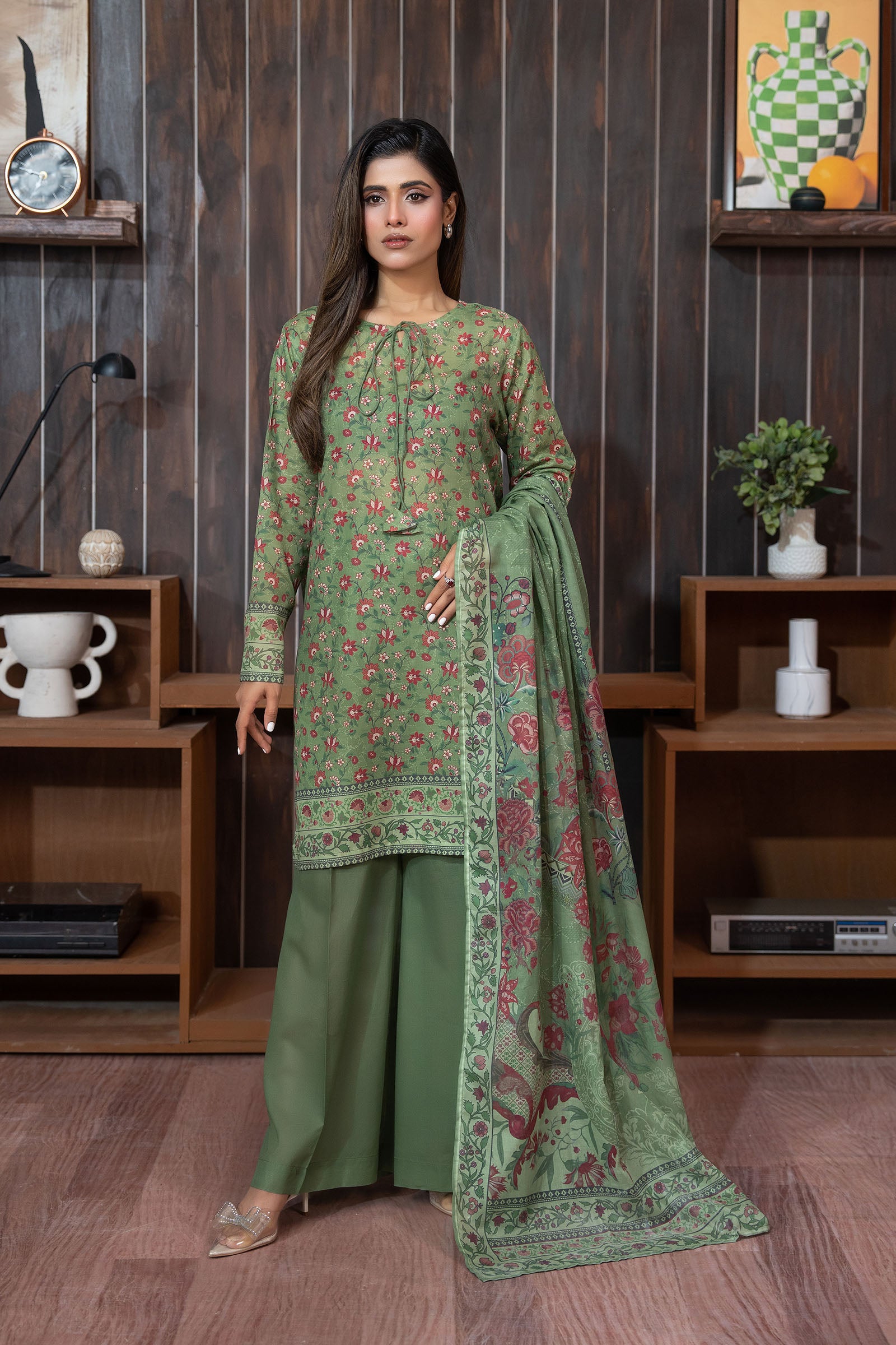 Green 3 Piece Unstitched Premium Printed Lawn Suit By Safa Noor Nigaah Collection Summer 2026