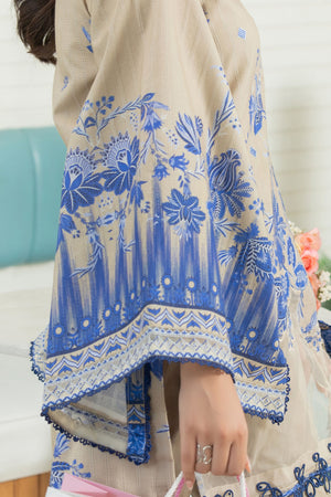 Khaki 2 Piece Unstitched Embroidered Lawn