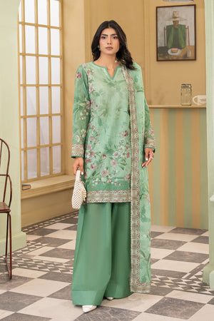 Laurel Green 3 Piece Unstitched Premium Printed Lawn