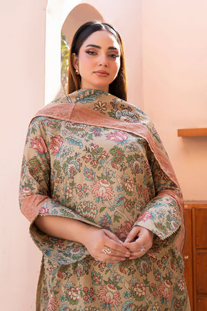 Light Brown 3 Piece Unstitched Premium Printed Lawn Suit By Safa Noor Summer 2026 Collection