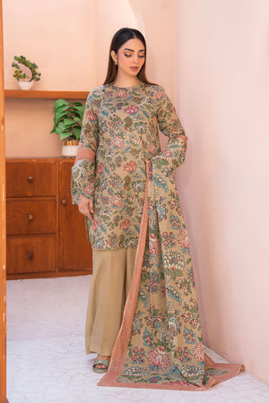 Light Brown 3 Piece Unstitched Premium Printed Lawn Suit By Safa Noor Summer 2026 Collection