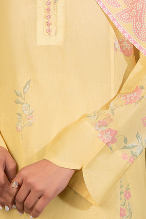 Light Yellow 3 Piece Unstitched Premium Printed Lawn