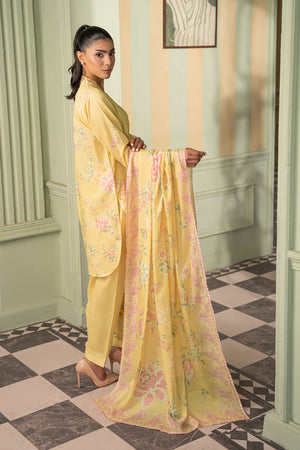 Light Yellow 3 Piece Unstitched Premium Printed Lawn