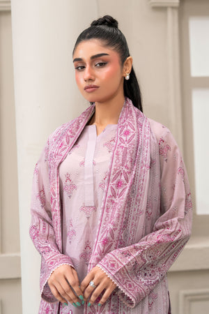 Pastel Pink 3 Piece Unstitched Premium Printed Lawn