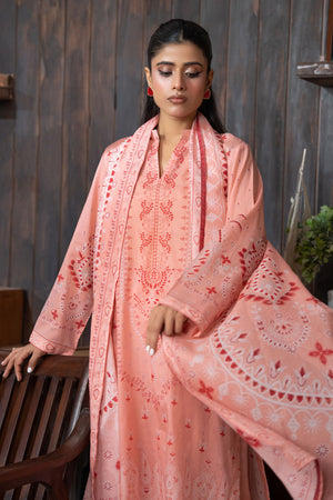 Peach 3 Piece Unstitched Premium Printed Lawn Suit By Safa Noor Nigaah Collection Summer 2026