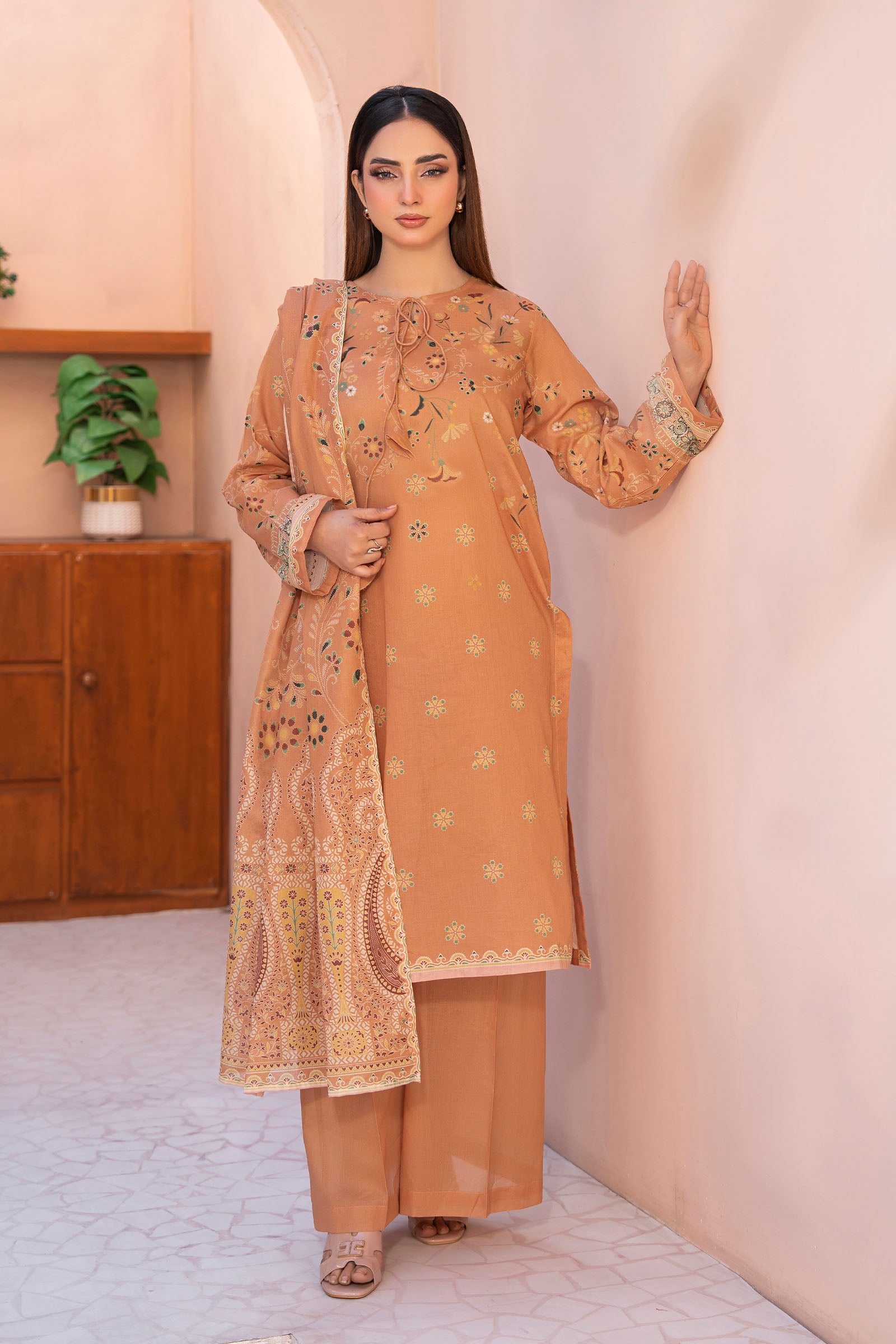 Persian Orange 3 Piece Unstitched Premium Printed Lawn Suit By Safa Noor Summer 2026 Collection