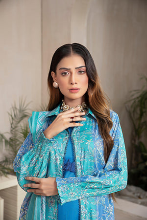 Printed Lawn Sky Blue 3 Piece Unstitched - SafaNoor