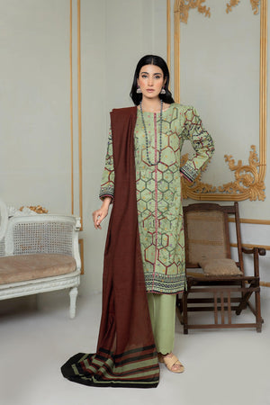 Unstitched Light Green Jacquard Lawn 3 Piece - SafaNoor