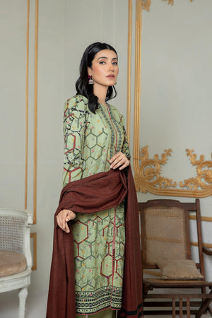 Unstitched Light Green Jacquard Lawn 3 Piece - SafaNoor