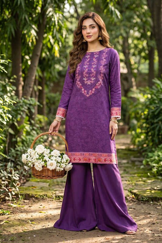 Unstitched 2 Piece Twill Marina Suit - Dark Purple