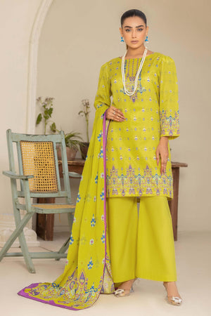Unstitched 3 Piece Neon Yellow Printed Lawn - SafaNoor