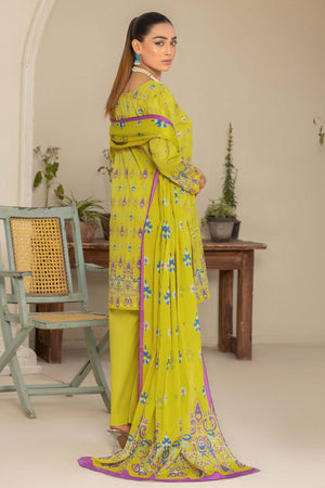 Unstitched 3 Piece Neon Yellow Printed Lawn - SafaNoor