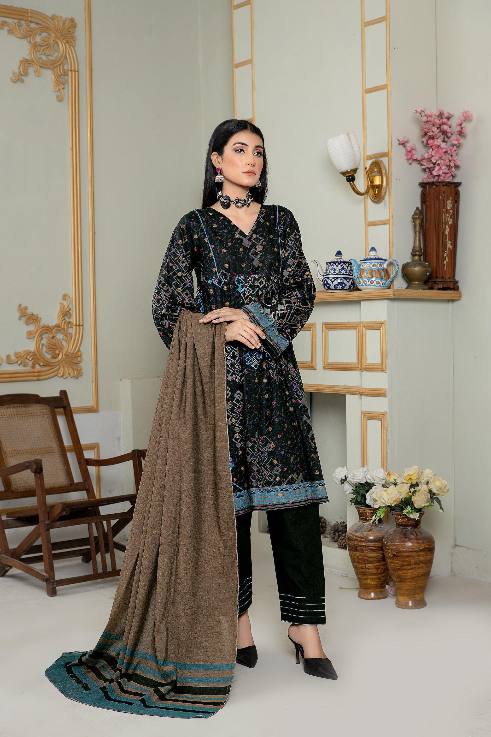 Unstitched Black Jacquard Lawn 3 Piece - SafaNoor