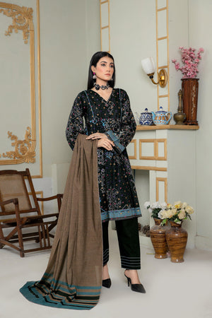 Unstitched Black Jacquard Lawn 3 Piece - SafaNoor