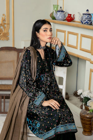 Unstitched Black Jacquard Lawn 3 Piece - SafaNoor