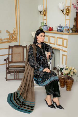 Unstitched Black Jacquard Lawn 3 Piece - SafaNoor