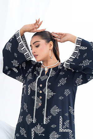 Unstitched Charcoal Black Doriya Linen 2 Piece - SafaNoor