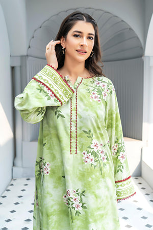 Unstitched Green Printed Linen 2 Piece - SafaNoor