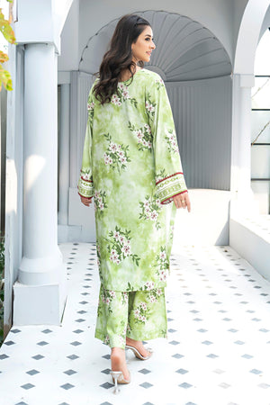 Unstitched Green Printed Linen 2 Piece - SafaNoor