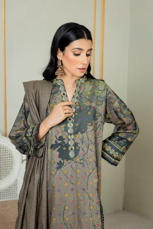 Unstitched Grey Jacquard Lawn 3 Piece - SafaNoor