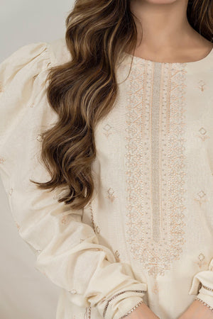 Unstitched Ivory White Embroidered Intermix 2 Piece - SafaNoor