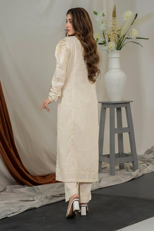 Unstitched Ivory White Embroidered Intermix 2 Piece - SafaNoor