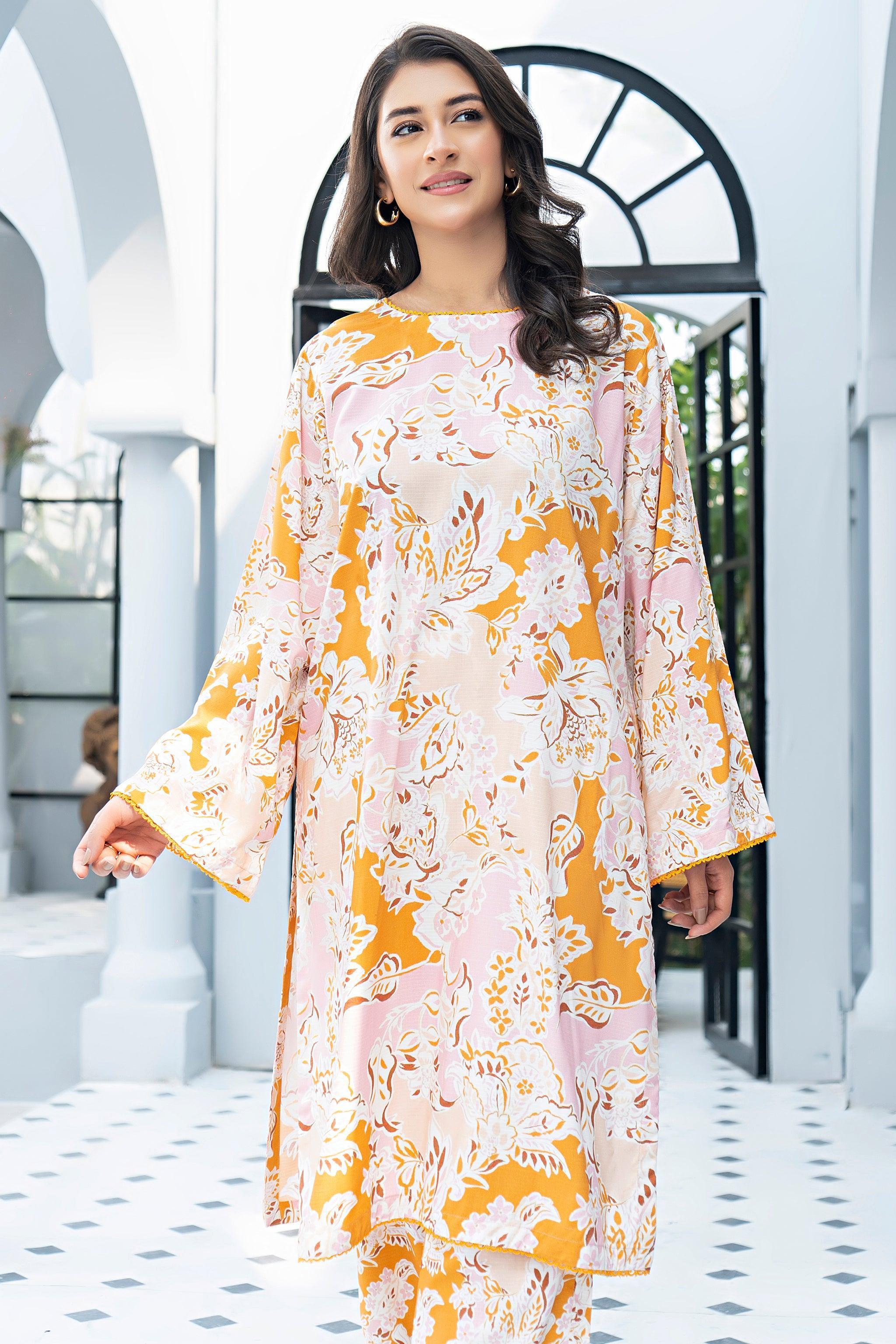 Unstitched Mustard Linen 2 Piece - SafaNoor