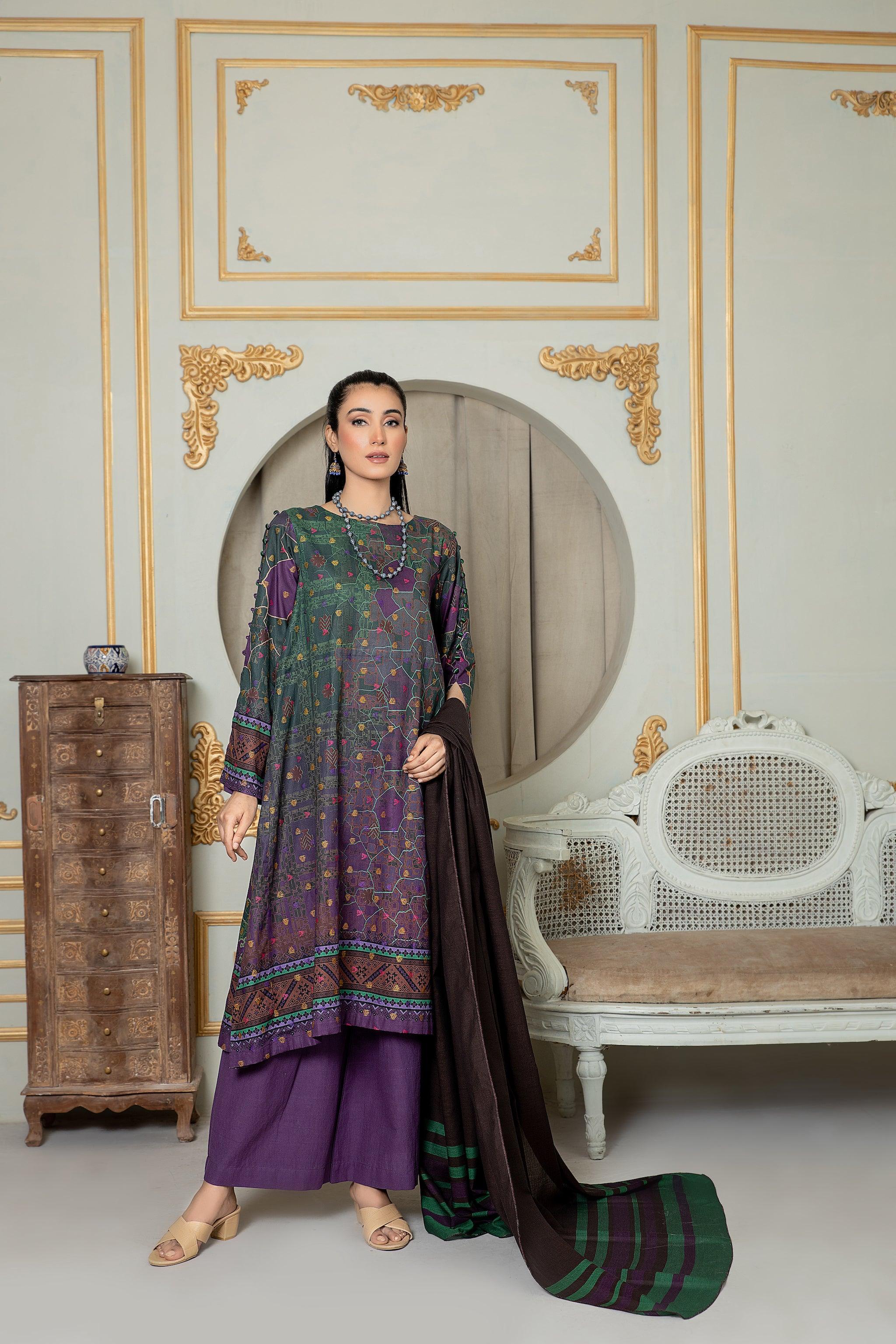 Unstitched Plum Jacquard Lawn 3 Piece - SafaNoor