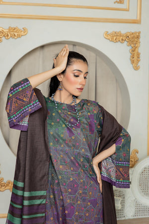 Unstitched Plum Jacquard Lawn 3 Piece - SafaNoor