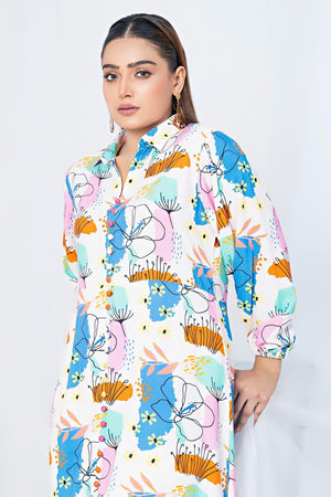 Unstitched Polka White Doriya Linen 2 Piece - SafaNoor