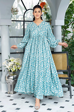 Unstitched Sky Blue Linen 2 Piece - SafaNoor
