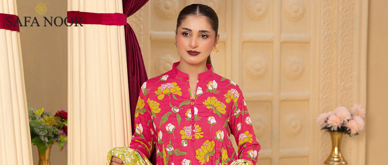 printed and embroidered khaddar