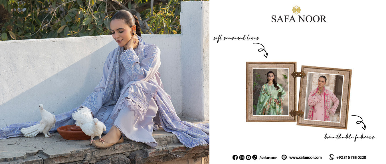 safa noor embroidered lawn suit