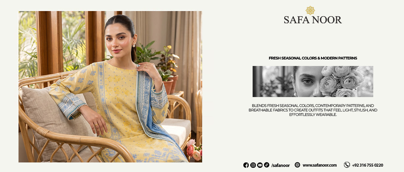 Safa Noor Unstitched Premium Lawn Suit