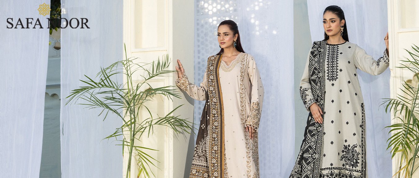 Latest Winter Suits Designs in Pakistan – Safa Noor Winter Wear 2025