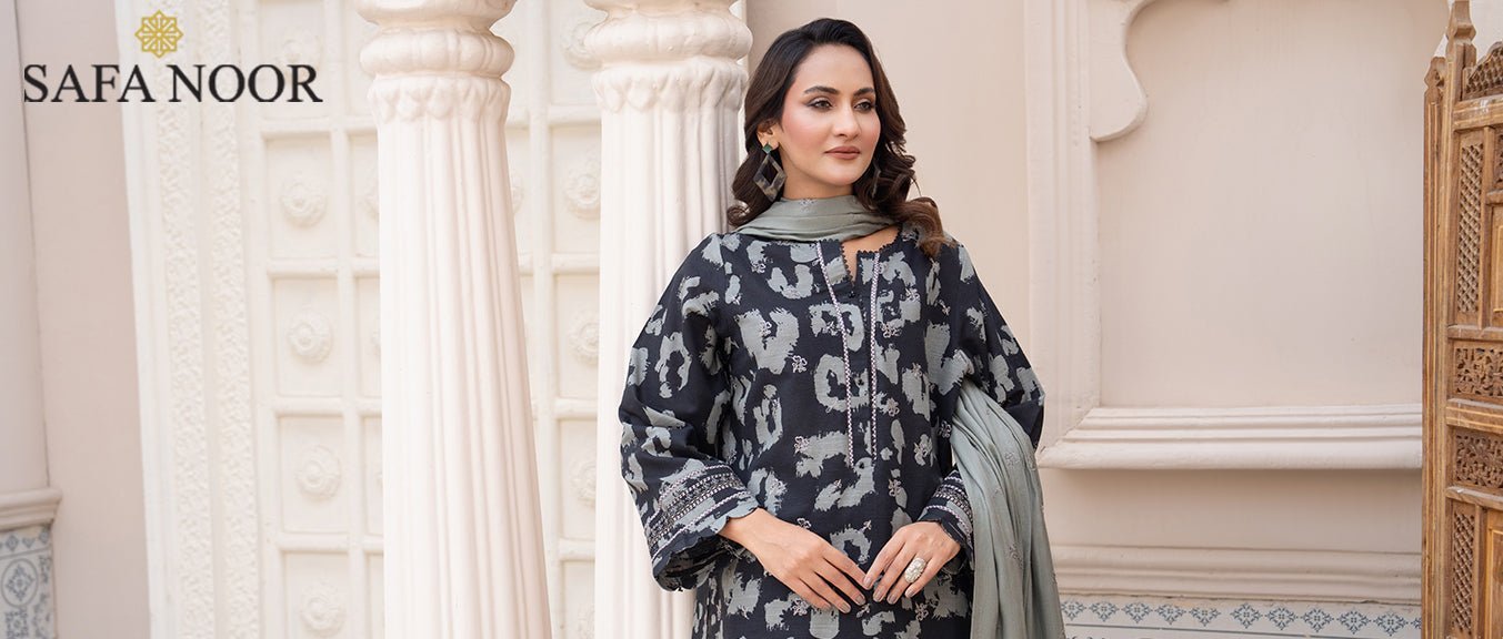 Safa Noor Unstitched 3 Piece Suit for Ladies at Unbeatable Prices