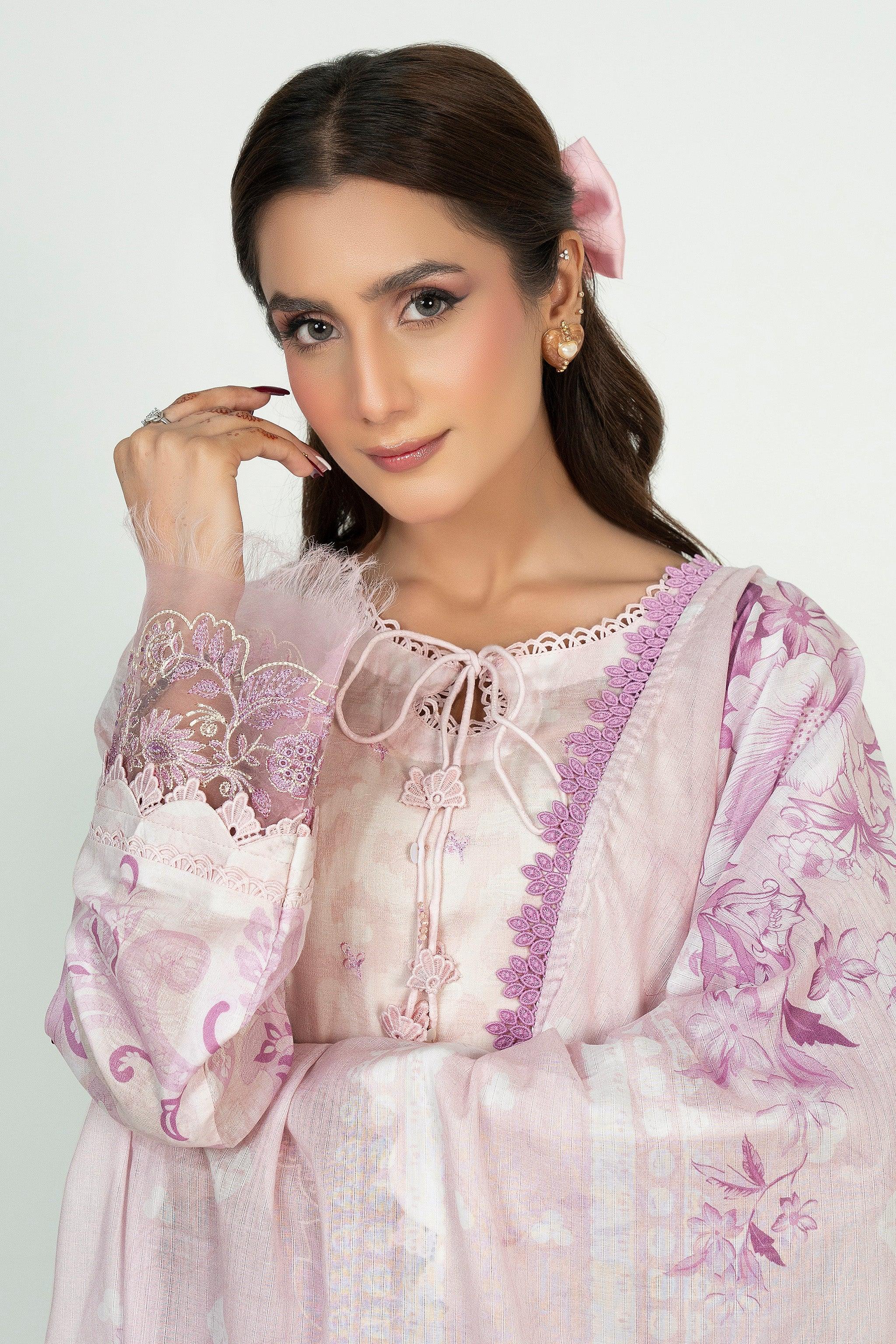 Nauroz Collection 3 Piece Unstitched Embroidered Lawn - SAFANOOR