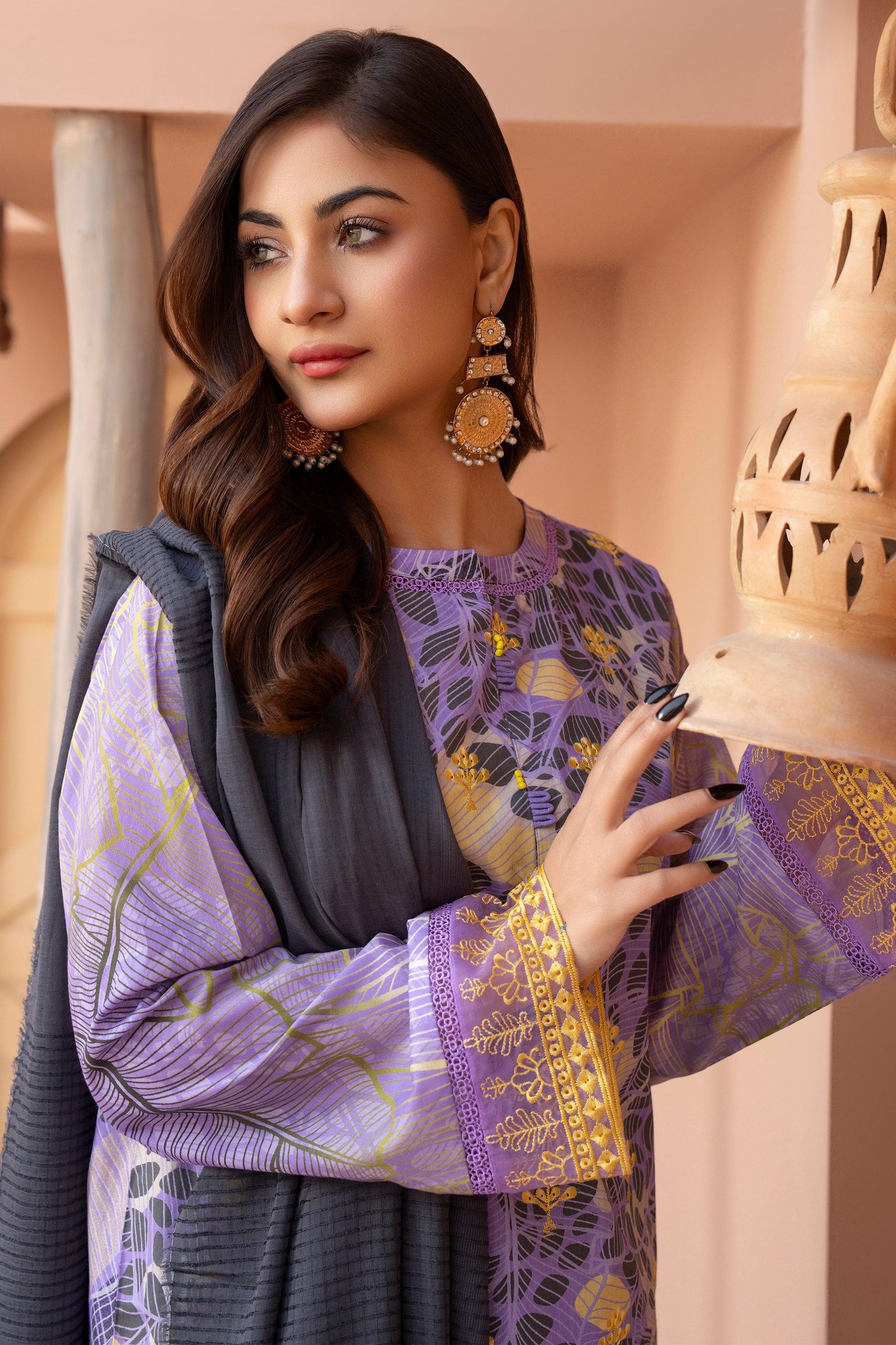 MEHAK 3 Piece Unstitched Embroidered Lawn Summer Collection 2025 - SafaNoor