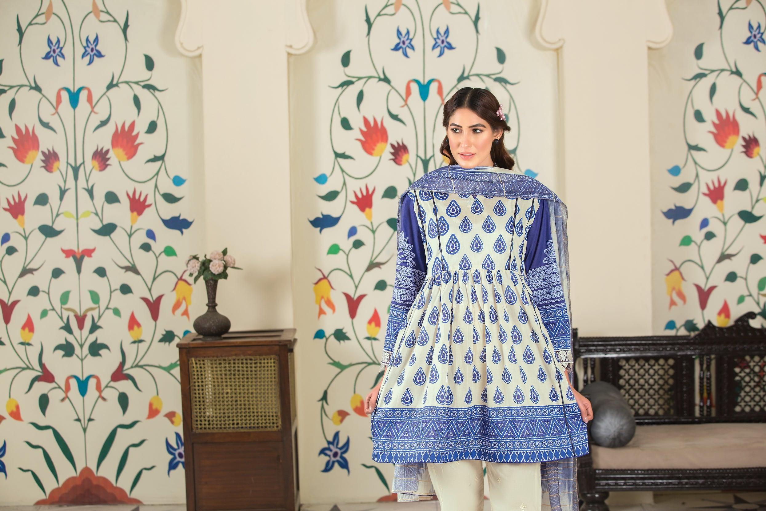 ROOP COLLECTION / 3PCS / PRINTED EMBROIDERED LAWN - SafaNoor