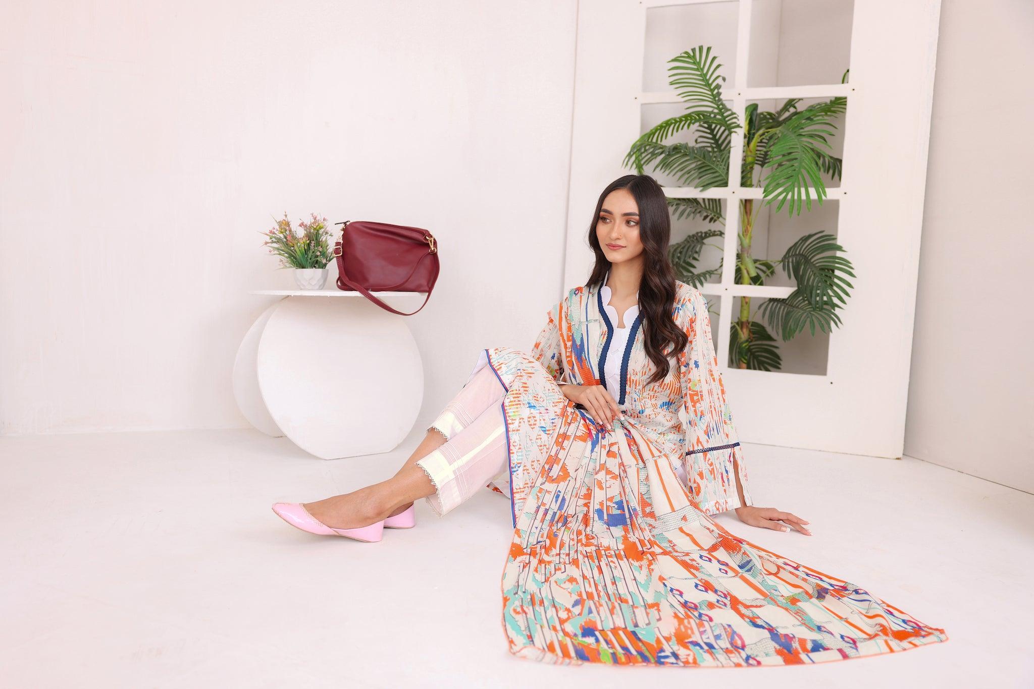 MEER COLLECTION / 3PCS / PRINTED LAWN - SafaNoor