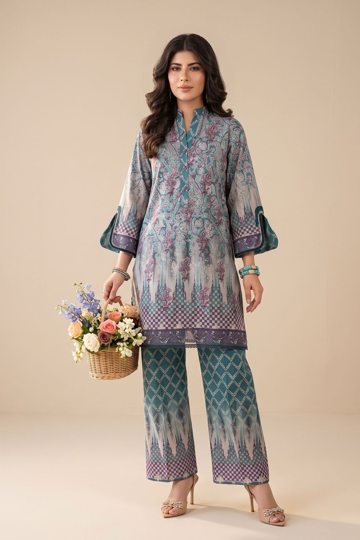 Multi Color 2 Piece Unstitched Dyed Embroidered Lawn