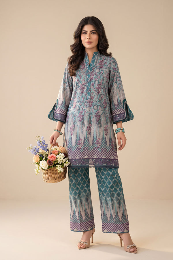 Multi Color 2 Piece Unstitched Dyed Embroidered Lawn