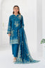 3 Piece Unstitched Sea Blue Premium Printed Lawn