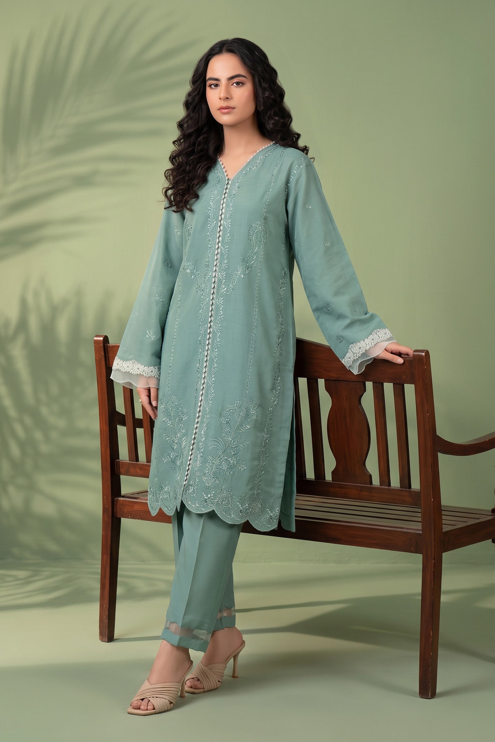 Powder Ferozi 2 Piece Unstitched Dyed Embroidered Lawn Main image