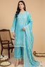 Cadet Blue 3 Piece Unstitched Premium Printed Lawn