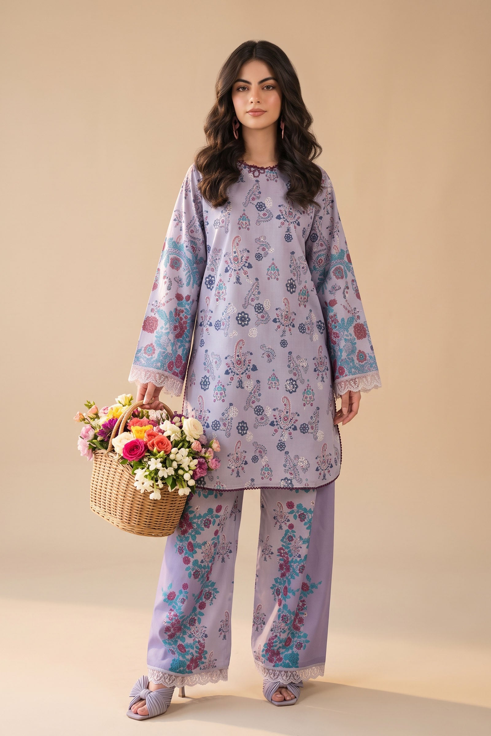 Lavender 2 Piece Unstitched Dyed Embroidered Lawn Secondary image