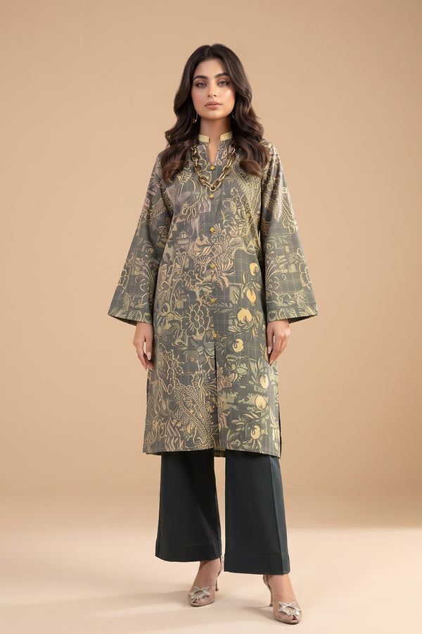 Grid Khaddar Unstitched 1 Piece Grey