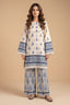 Cream 2 Piece Unstitched Dyed Embroidered Lawn